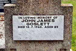 John Goslett's headstone, Hall cemetery