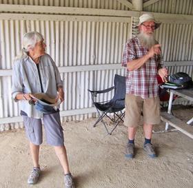 Marjorie Sullivan and Philip Hughes - project briefing at the BBQ Shed