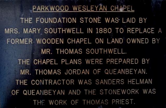 Parkwood Chapel - foundation Plaque