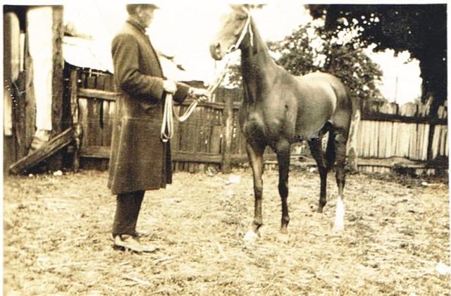 William Patrick O'Brien with his racehorse