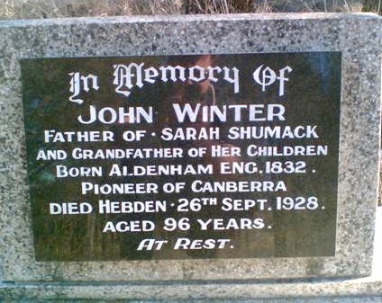 John Winter - memorial plaque