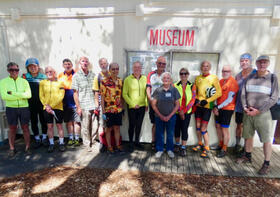 'Pedal Power' cyclists after enjoying a visit to the Isla Patterson exhibition